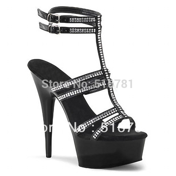 Stylish Shining Rhinestones 15CM Sexy Platforms High Heel Shoes Pole Dance Performance Star Model Shoes Wedding