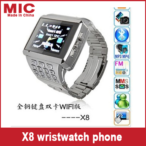 2013 watch phone Quad Band Stainless Steel leather 1 3M Camera Bluetooth 1 5 Touch Screen
