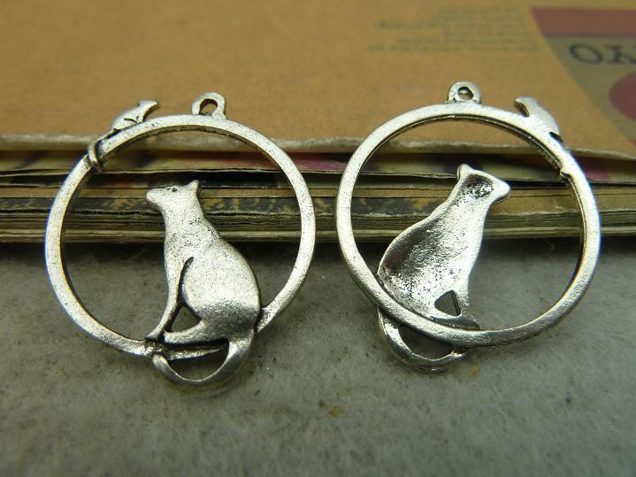 15pcs 25x31mm Antique Silver Cat and Mouse Cupid Tom and Jerry Charms Pendant C4526