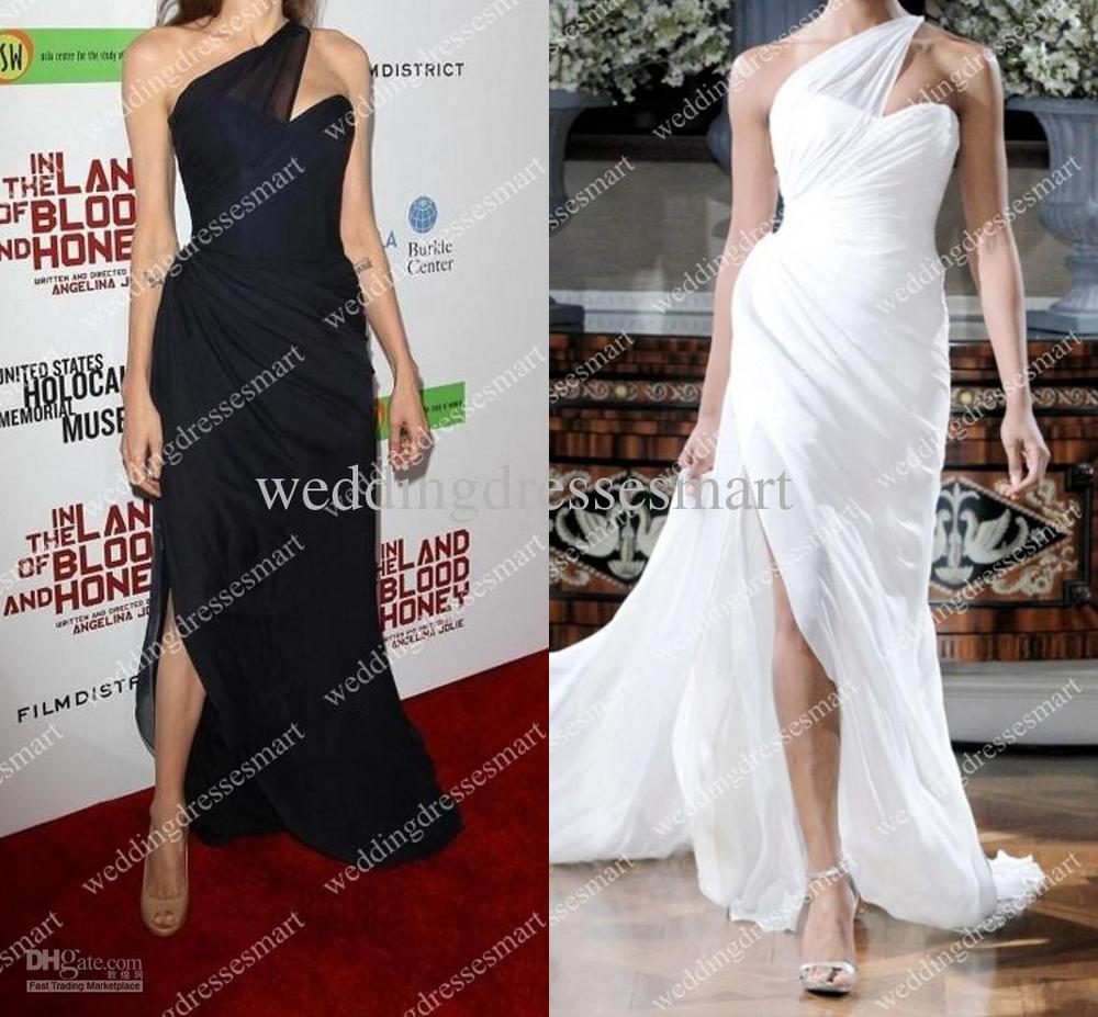 Red-Carpet-Angelina-Jolie-Copy-Sheath-One-shoulder-Pleat-Elegant ...