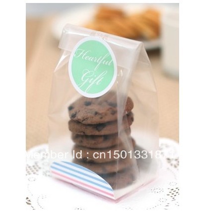 Bakery bags 100pcs thicken semi-transparent cookie bags with paper ...