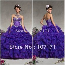 Popular Sweetheart Neckline Corset Back Beaded Ruffle Organza Ball Gown Quinceanera Dress