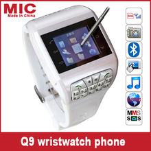 2013 Wrist phone  Dual Sim Card Quad with compass Keyboard quanband dial key Bluetooth 1.5″ Touch Screen Watch mobile Phone Q9