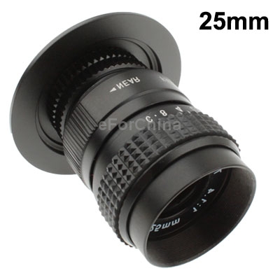 25mm 1 1 4 C M4 3 Mount TV Camera Lens with Stepping Ring Free Shipping