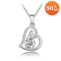 clover flower heart 18K gold plated rhinestone austrian crystal fashion necklace women jewelry holiday gift
