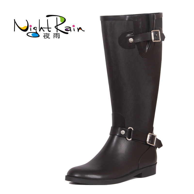 2014 women wellingtons black rubber riding boots high rain boots gumboots topboots galochas botas