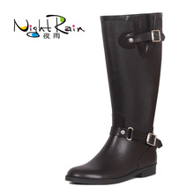 2013 female fashion rain boots  women black wellingtons  black riding boots high rubber shoes gumboots topboots galochas botas