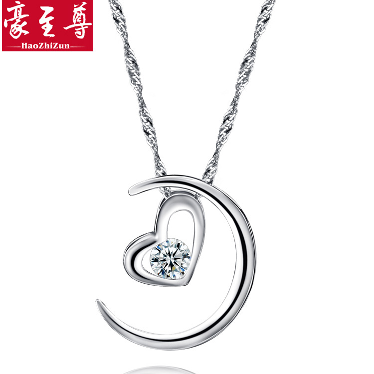 Silver jewelry 925 pure silver necklace short design pendant marriage jewelry box heart