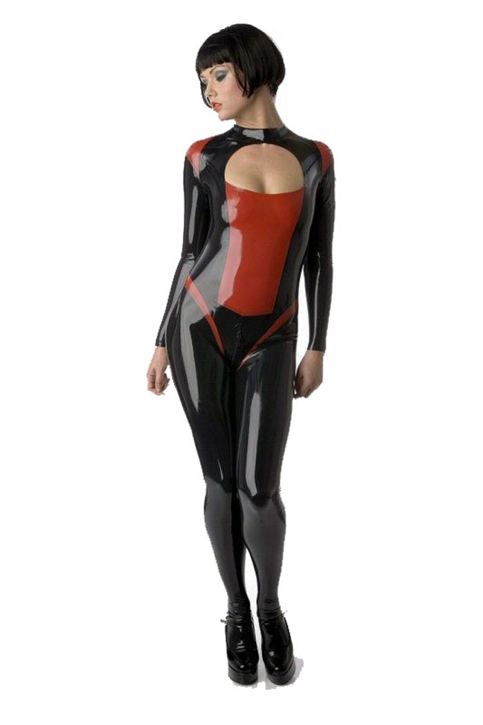 free shipping half natural  latex catsuit  latex clothing bag