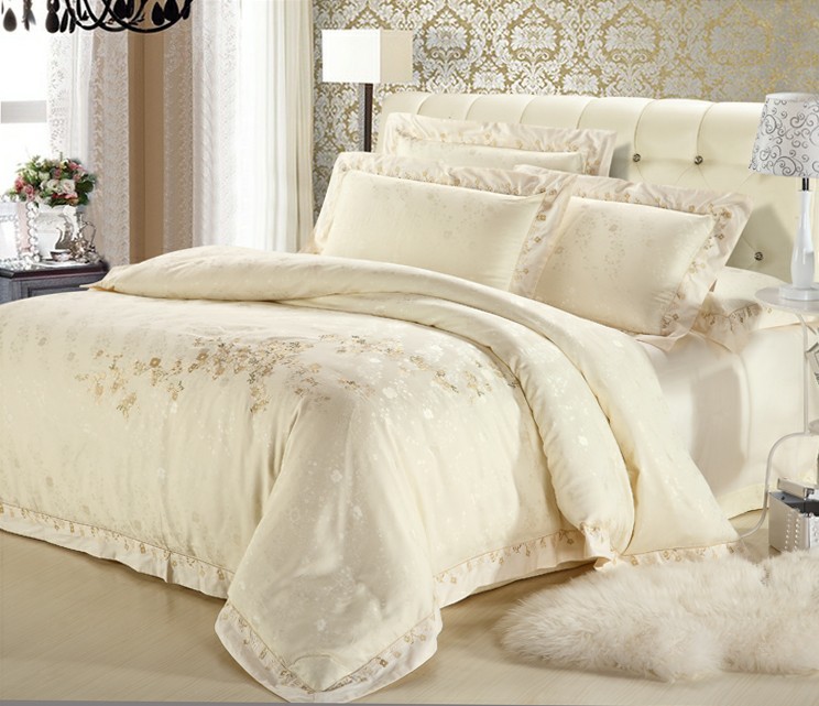 Luxury-White-Silver-Gold-Silk-Satin-Bedspreads-Embroidered-Bed-in-a ...