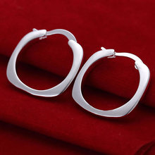 925 silver earrings 925 sterling silver fashion jewelry earrings beautiful earrings high quality Flat Square Round Earrings