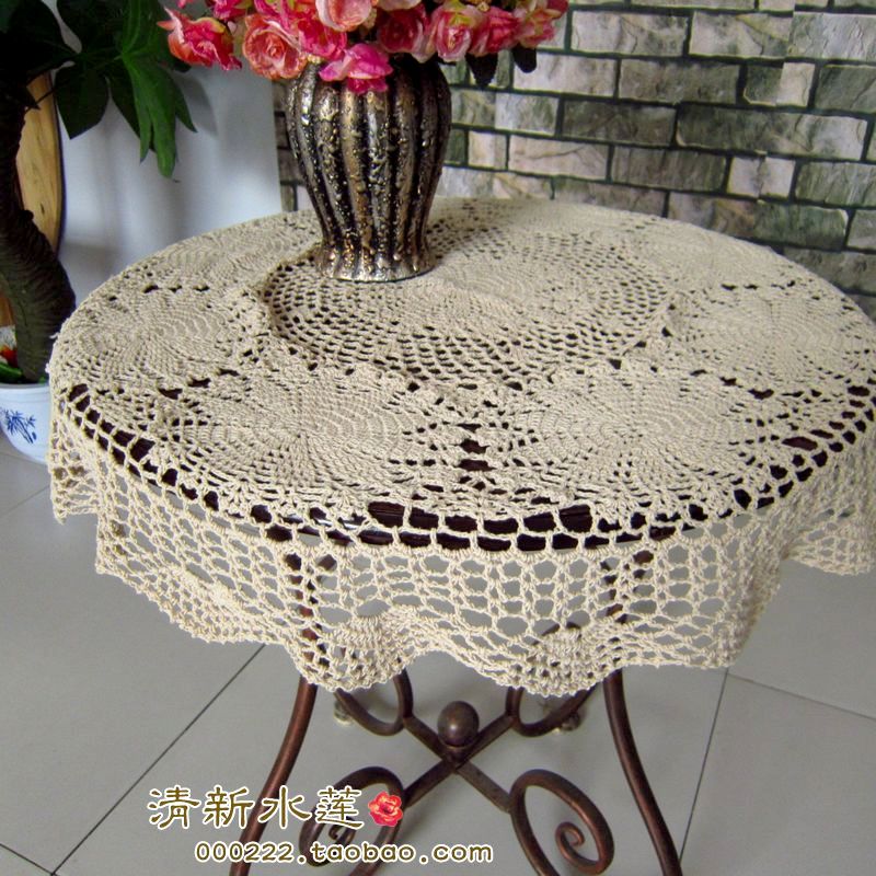Whole 2017 New Cotton Crochet Table Cloth Lace Cover For French Style Fashion Handmade Crochet Small Round Table Cloth American Rustic Vintage Cutout Knitted White Beige