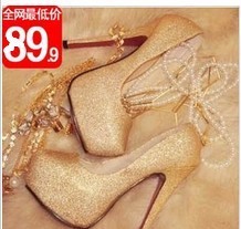 2013 fashion bridal shoes gold inner waterproof high heels showing off sexy female. # 51