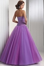 Purple Sz12 Beaded A line Quinceanera Ball gown Evening Prom Dress Formal Party
