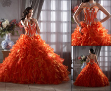 Perfect Orange Quinceanera Dresses Applique Prom Ball Gowns Pageant Dress Custom