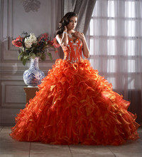 Perfect Orange Quinceanera Dresses Applique Prom Ball Gowns Pageant Dress Custom