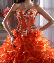 Perfect Orange Quinceanera Dresses Applique Prom Ball Gowns Pageant Dress Custom