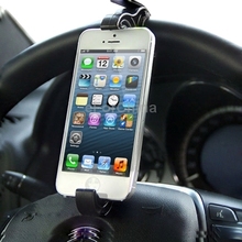 Free Shipping Travel Smart Universal Holder Steering Wheel Phone Holder for iPhone 5 Smartphone Black New Arrival