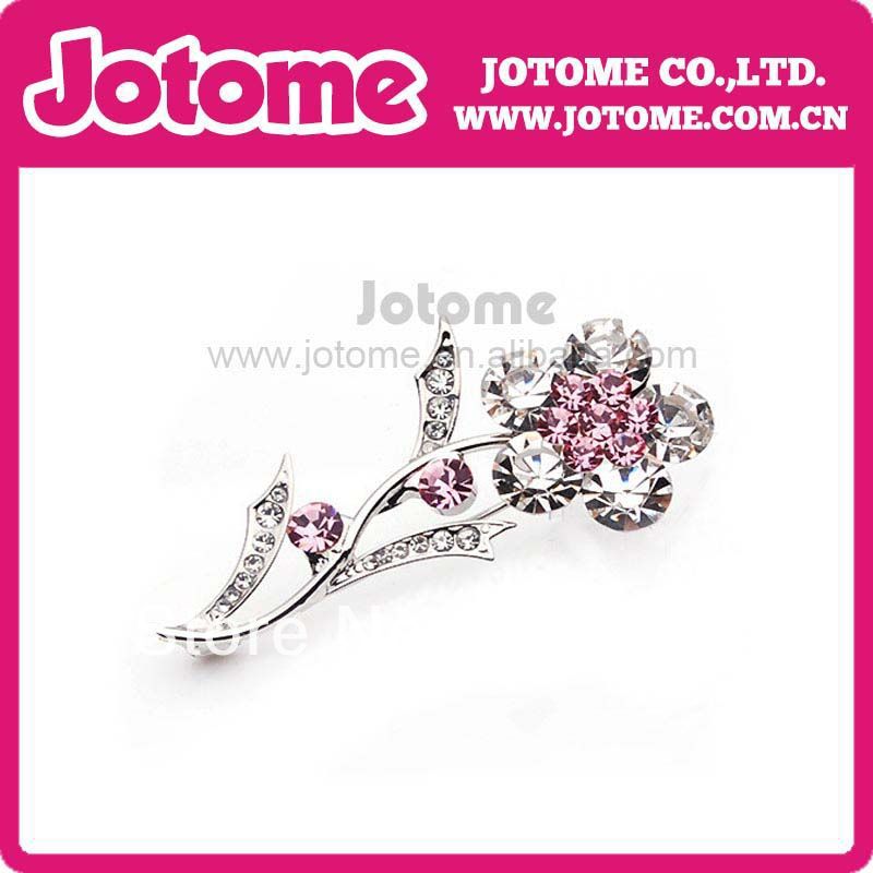 Fashion Jewelry Wholesale Flower Broaches with Element Rhinestones Brooch Bouquet for Christmas Gift