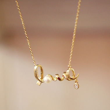 mixed Fashion Korean Crystal Jewelry 18K Gold Tone LOVE Letter Pendant Necklaces Valentine s day jewelry