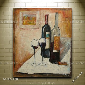 Life on Contemporary Of acrylic Glass Oil painting  Painting  Bottles bottles Portrait Of glass  Still Wine