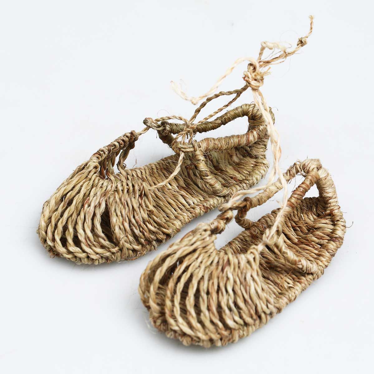 Handmade natural hemp rope mini straw sandals jushi pendant key ...