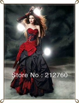 Red and black wedding dress