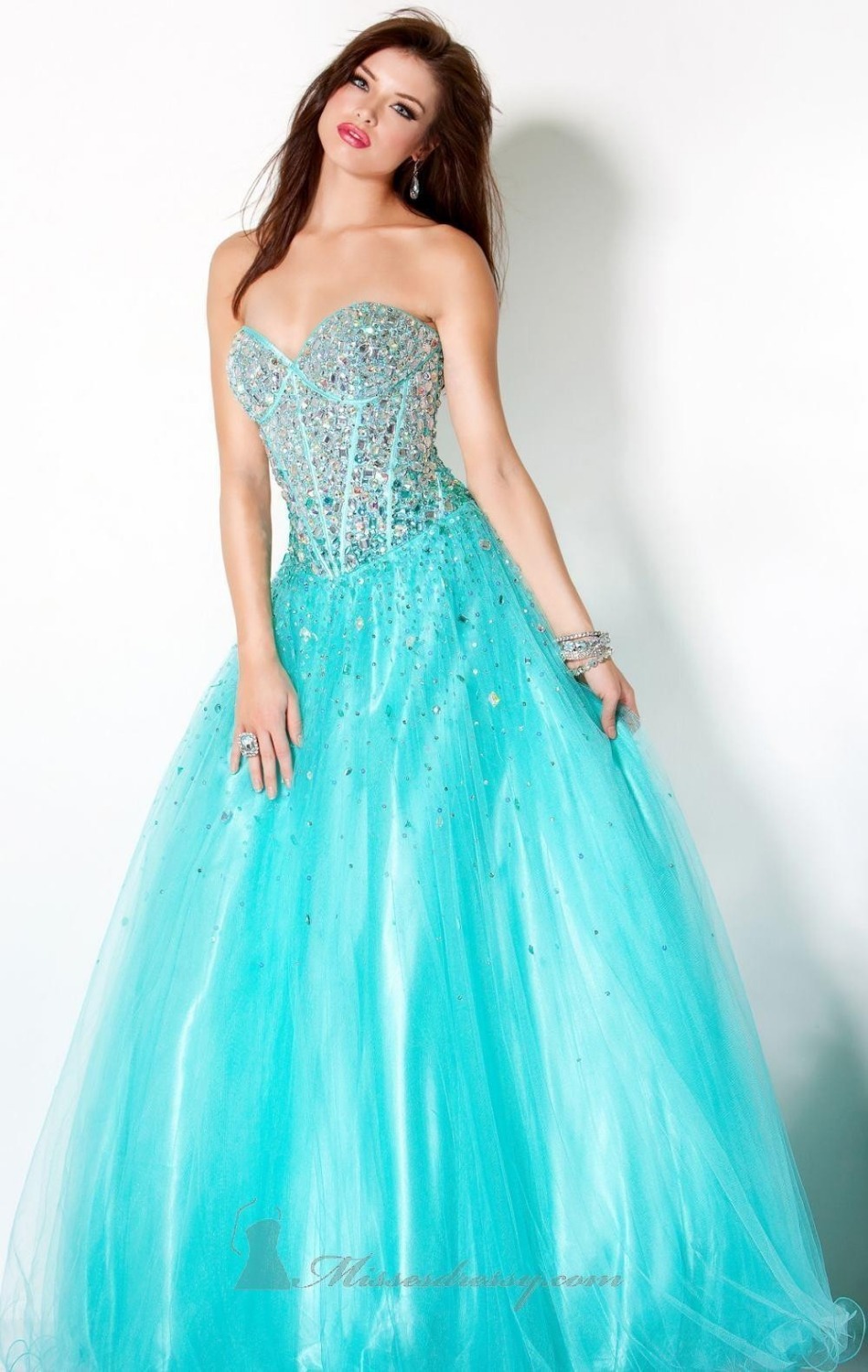 Blue Beading Wedding Party Formal Quinceanera Dress
