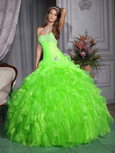 Greens Organza Layers Quinceanera Ball Gowns Wedding Pageant Formal Prom Dress