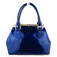 2013 handbag ol business bag fashion women’s bags bag patent leather navy blue women’s japanned leather handbag