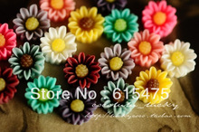 100PCS 9mm Flat Back Resin Flower cameo/cabochon.DIY  Resin Sunflower pendant Jewelry Decoration,Mixed colors