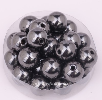 OMH wholesale 4mm 6mm 8mm 10mm 12mm Ball Black Color Magnetic Hematite Findings Spacer Beads Bracelet