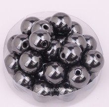 OMH wholesale 100pcs Ball Black Color Magnetic Hematite Findings Spacer Beads 4/6/8/12mm
