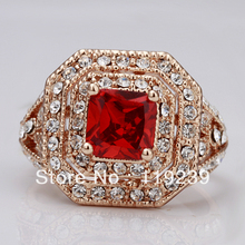 LR064 High Fasion 18K Rose Gold Plated Items Rhinestone Pave Statement Men s Ruby Rings Jewelry