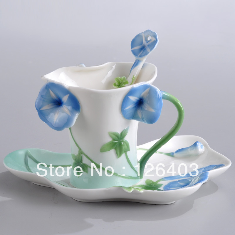 Bone Chinese Porcelain Tea Sets Enamel Handmade Flower Coffee Cup Ceramic Cup European Style Mug Milk