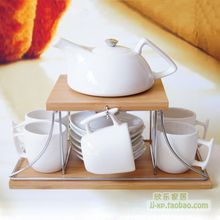 Fashion white fashion ceramic tea set cup dish modern teapot teaberries alcohol lamp insulation