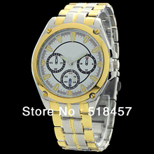 Fashion Jewelry White Surface Golden Dial Quartz Wrist Watches For Men Brand New With Free Shipping