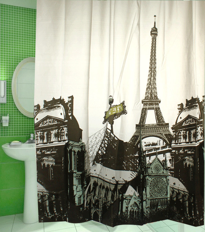 Tye Dye Shower Curtain Eiffel Tower Fabric