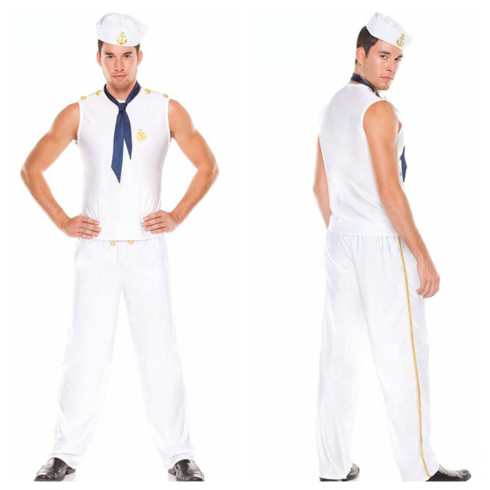 New men navy clothes sexy sailor Costume Halloween Costumes white free New men navy clothes sexy sailor Costume Halloween Costumes white free