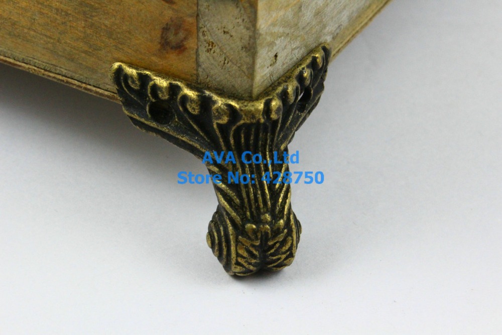 4 Pieces Antique Brass Jewelry Box Feet Animal Leg 38x35mm