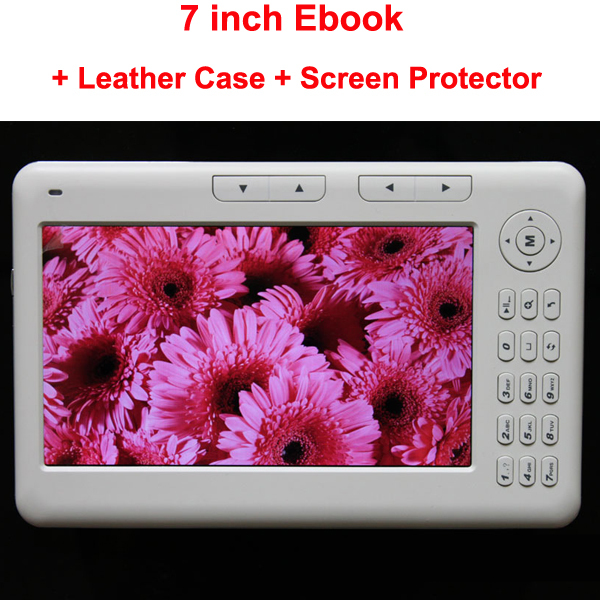 Free Drop Shipping 7 inch Colorful Ebook Reader 4GB Multi Function Ebook Reader Leather Case Screen