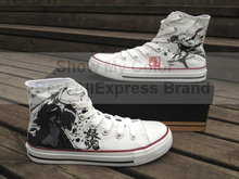 Anime Gintama Canvas Shoes High Top Hand Painted Custom Sneaker for Men Women