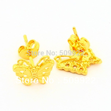 JE004 2013 Cheap statement Women Jewelry Marriage Accessories High Quality 24K Gold Vacuum Plated Butterfly Stud