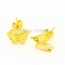 JE004 2013 Cheap statement Women Jewelry Marriage Accessories High Quality 24K Gold Vacuum Plated Butterfly Stud
