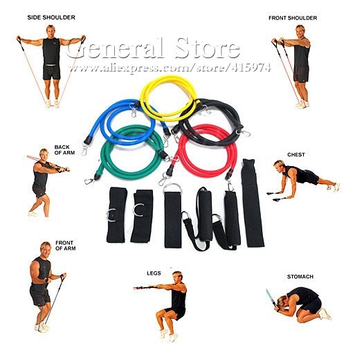 12pcs set Natural Rubber Latex Fitness Resistance Bands Exercise Tubes Practical Elastic Training Rope Yoga Pull