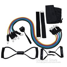 12pcs set Natural Rubber Latex Fitness Resistance Bands Exercise Tubes Practical Elastic Training Rope Yoga Pull