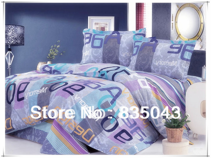 Ikea style 100% cotton twill weaving and active printing process 4pcs bedding set(China (Mainland))