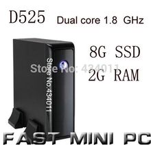 mini pcs Computer with Intel D525  Dual core  1.8GHz 2G RAM 8G SSD destop computer