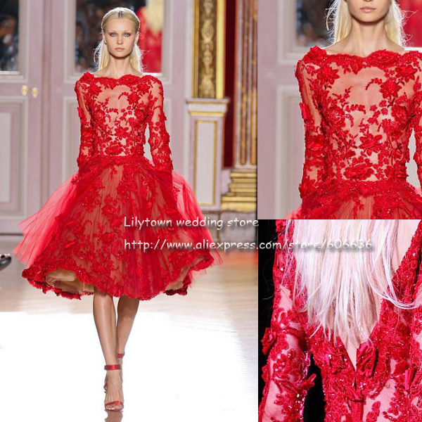 ... Backless Lace Flower Applique Designer Celebrity Dresses Knee Length
