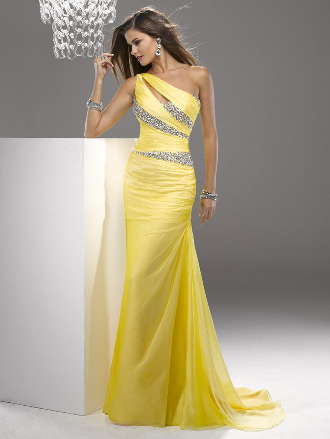 ... Prom-Dresses-Mermaid-Long-Chiffon-One-shoulder-New-Design-Under-100